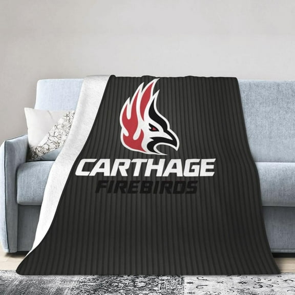 Carthage Aa College Logo Fleece Blanket, Very Soft Microfiber Flannel Blanket for Couch Warm and Cozy for All Seasons, Black
