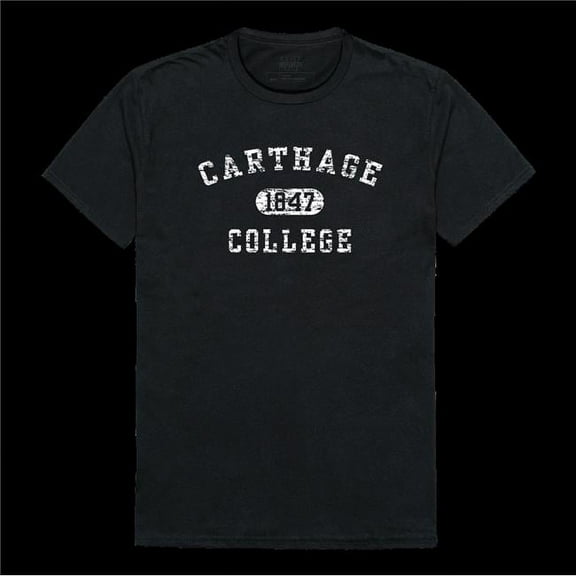Carthage College Firebirds Distressed Arch College T-Shirt, Black - Large