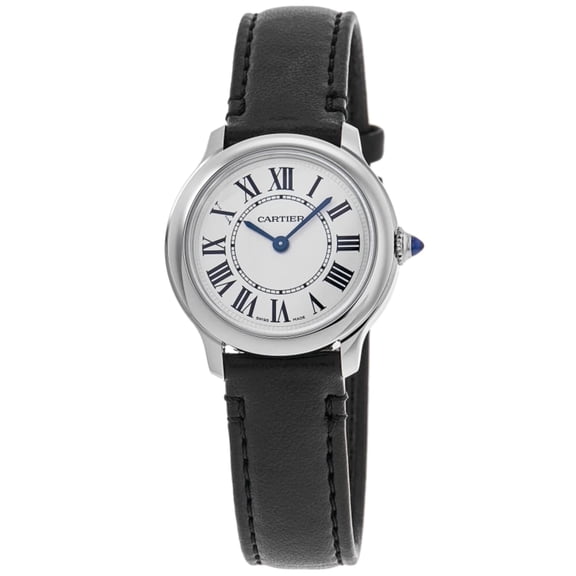 Cartier Ronde Must De Cartier Silver Dial Leather Strap Women's Watch WSRN0030