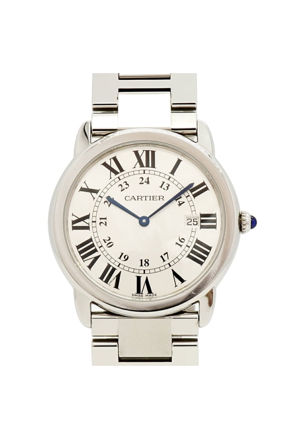 Pre-Owned Cartier Ronde Solo LM W6701005 Silver Dial Men's Watch