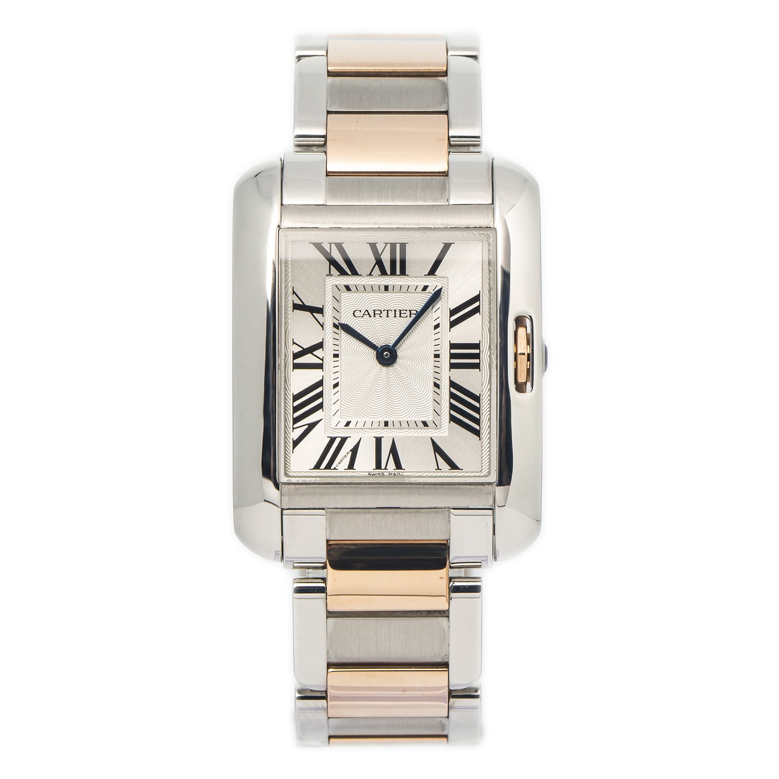 Cartier Tank Anglaise 3704 W5310043 Rose Gold Two Tone Quartz Watch 26x34mm