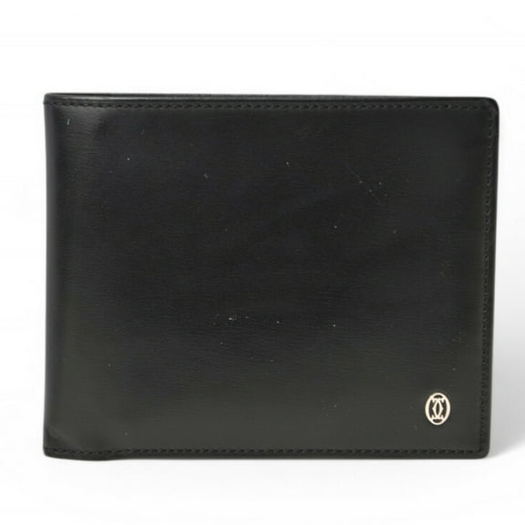 Pre-Owned Cartier Wallet Men's Bi-fold Leather Pasha de Black L3000220 (Good)
