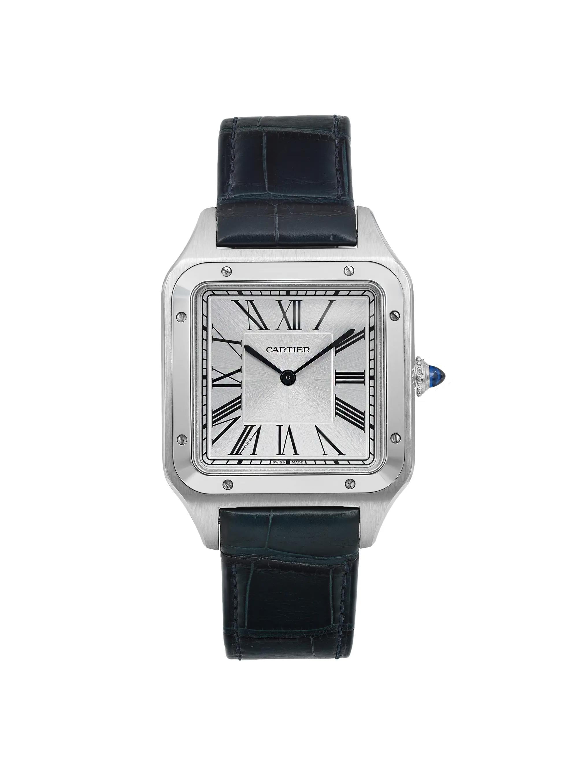 Cartier XL Santos Dumont Steel Silver Dial Hand Wind Men Watch