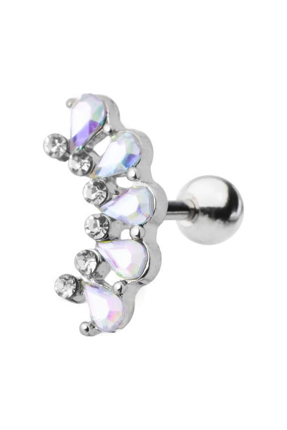 Cartilage Ear Barbell Tragus Daith Rook - Gem Cluster - 16ga 316L Surgical Steel