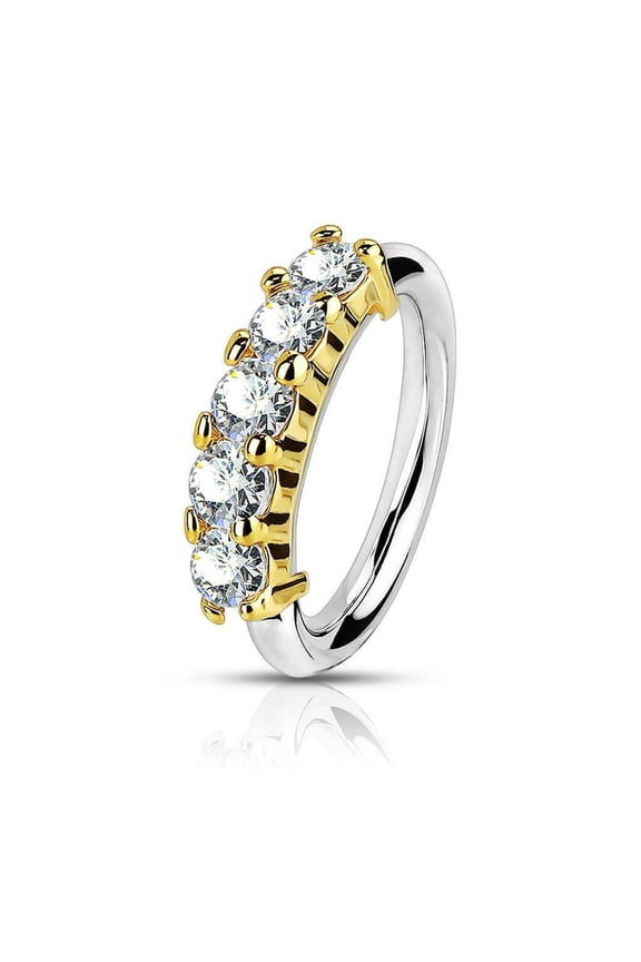 Cartilage Nose Bendable Hoop With 5 Lined CZ Design Surgical Steel
