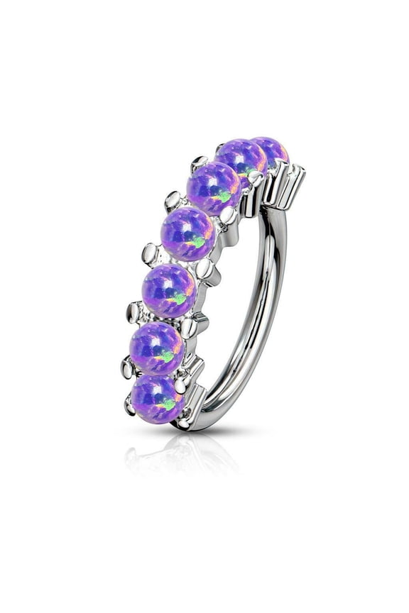 Cartilage Nose Bendable Hoop with 7 Opalite Lined Set Design