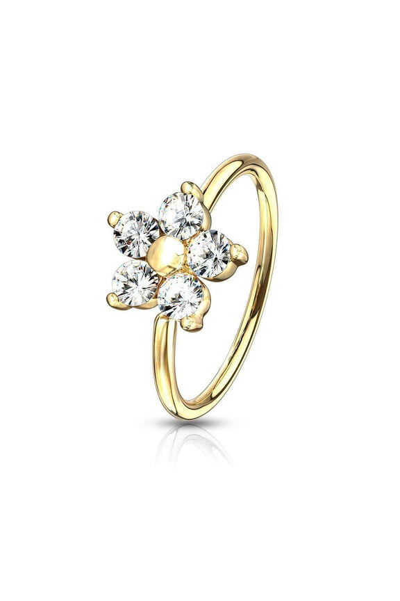 Cartilage Nose Bendable Hoop with CZ Flower Top Design 20g