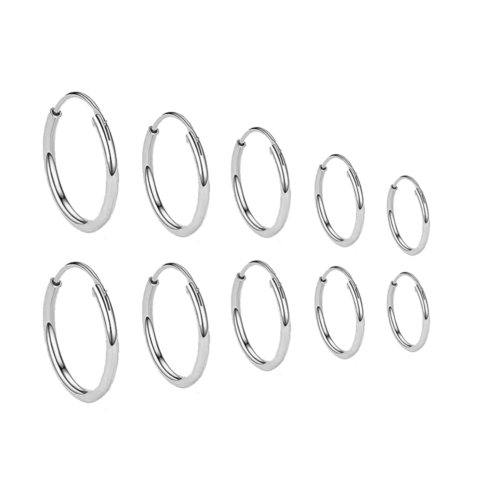Cartilage Tiny Hoop Earrings Set Sterling Silver Hinged Huggie Hoops