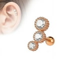 thumbnail image 1 of Cartilage Tragus Barbell Stud 16g 3 Round CZ, 1 of 3