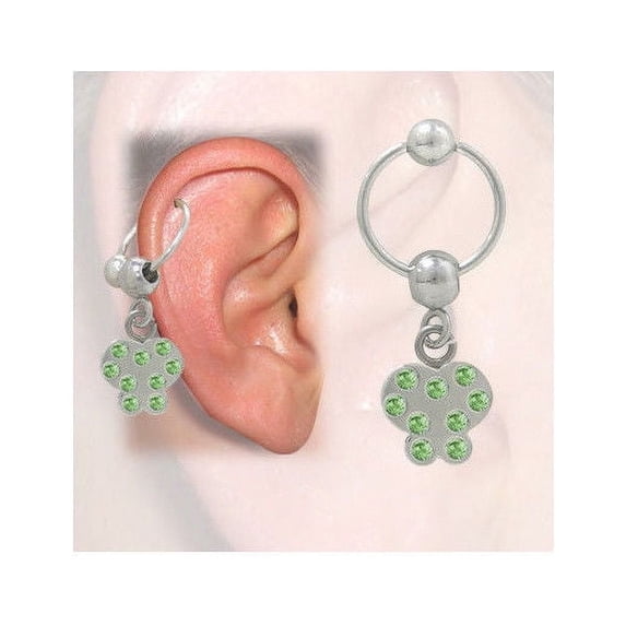 Cartilage - Tragus Butterfly Design with Jewels (16G-3/8 In-10mm)