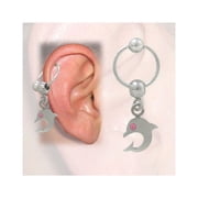 Cartilage - Tragus Dolphin Design with Jewels 16G-3/8 In-10mm