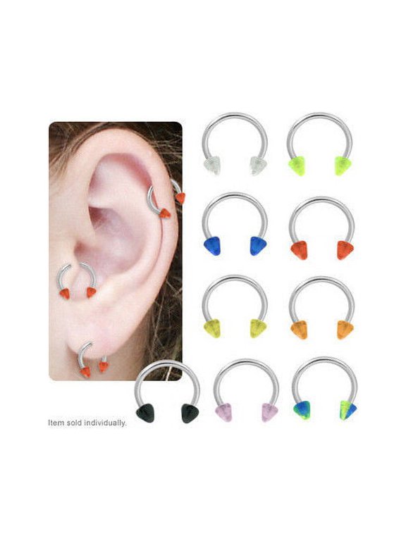 Cartilage Tragus Horseshoe Ring Acrylic Spike Bead 316L Surgical Steel