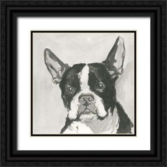 Cartissi 12x12 Black Ornate Wood Framed with Double Matting Museum Art Print Titled - A Very Neutral Modern Dog X