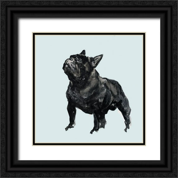 Cartissi 12x12 Black Ornate Wood Framed with Double Matting Museum Art Print Titled - A Very Pastel Modern Dog III