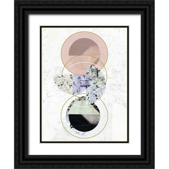 Cartissi 12x14 Black Ornate Wood Framed with Double Matting Museum Art Print Titled - Inner Circles I