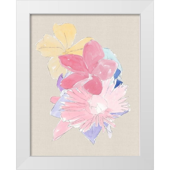 Cartissi 12x14 White Modern Wood Framed Museum Art Print Titled - Floral Block II