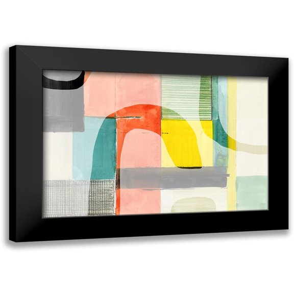 Cartissi 14x11 Black Modern Framed Museum Art Print Titled - Rainbow Roundabout II