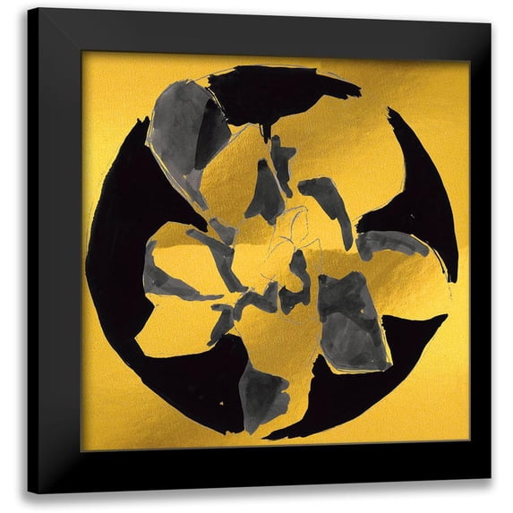 Cartissi 15x15 Black Modern Framed Museum Art Print Titled - Gold Cactus II