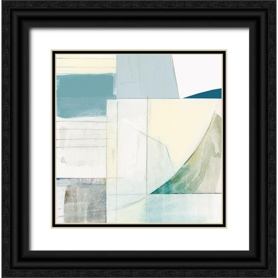 Cartissi 15x15 Black Ornate Wood Framed with Double Matting Museum Art Print Titled - White Shapes II
