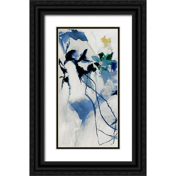 Cartissi 18x32 Black Ornate Wood Framed with Double Matting Museum Art Print Titled - Japanese Blossom II