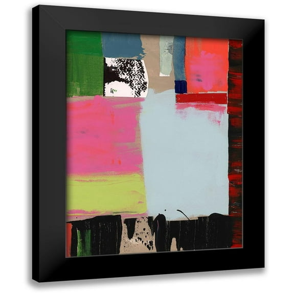 Cartissi 19x24 Black Modern Framed Museum Art Print Titled - Pink Blocks III