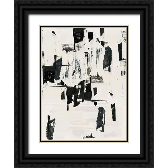 Cartissi 19x24 Black Ornate Wood Framed with Double Matting Museum Art Print Titled - Tiles And Texture Abstract Angles V