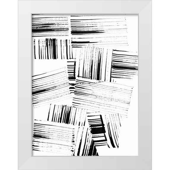 Cartissi 19x24 White Modern Wood Framed Museum Art Print Titled - Black Strokes II
