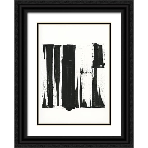 Cartissi 24x32 Black Ornate Wood Framed with Double Matting Museum Art Print Titled - Black Bars I
