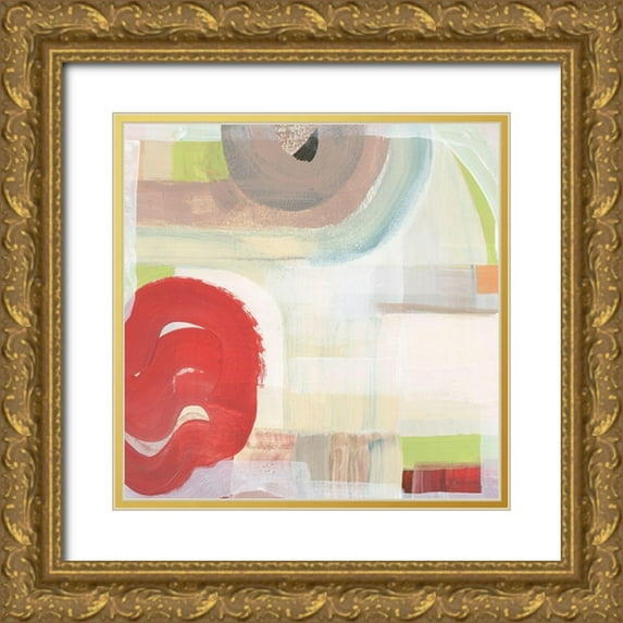 Cartissi 26x26 Gold Ornate Wood Framed with Double Matting Museum Art Print Titled - Red I