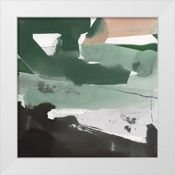 Cartissi 26x26 White Modern Wood Framed Museum Art Print Titled - Notes of Green II