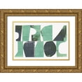 thumbnail image 1 of Cartissi 32x23 Gold Ornate Wood Framed with Double Matting Museum Art Print Titled - New Green I, 1 of 4