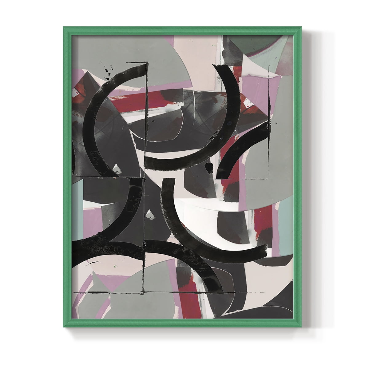 Cartissi Space II Framed Print in Green Solid Wood Framed Print No Nail Hanging