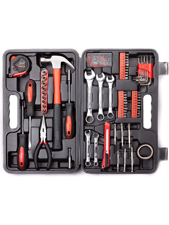 148 Piece Tool Set General Home Household Hand Tool Kit with Plastic Toolbox Storage Case, Included Socket and Wrench