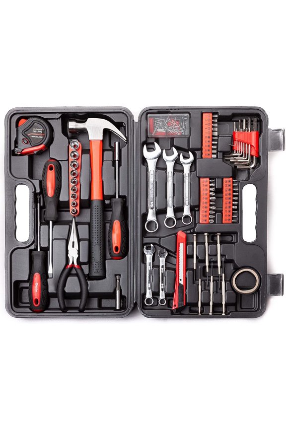 148 Piece Tool Set General Home Household Hand Tool Kit with Plastic Toolbox Storage Case, Included Socket and Wrench