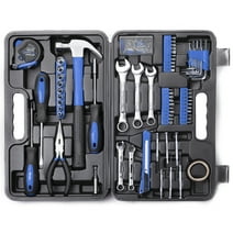 Cartman 148 Piece Tool Set General Household Hand Tool Kit with Plastic Toolbox Storage Case Blue,include socket