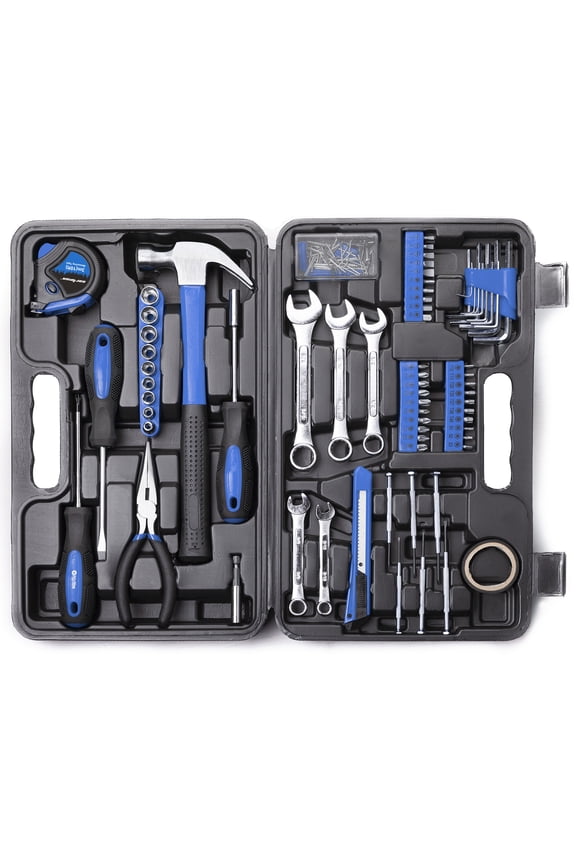148 Piece Tool Set General Household Hand Tool Kit with Plastic Toolbox Storage Case Blue,include socket