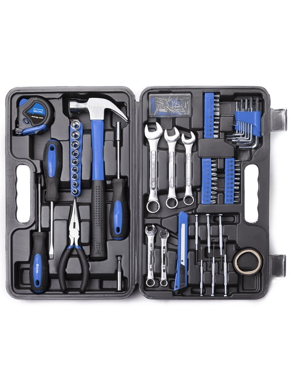 148 Piece Tool Set General Household Hand Tool Kit with Plastic Toolbox Storage Case Blue,include socket