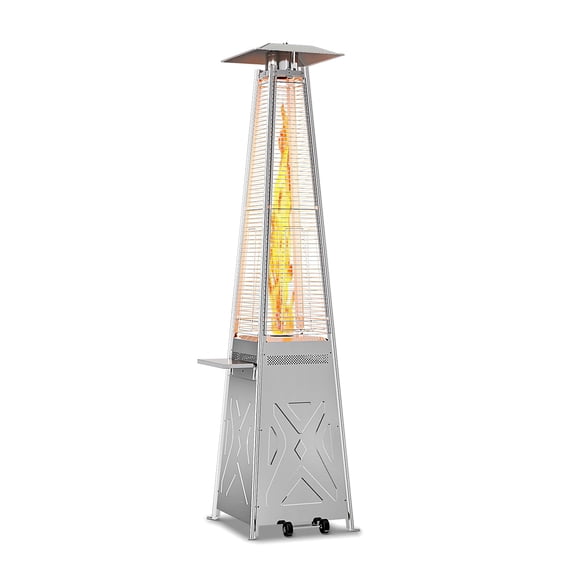 Cartman 48,000 BTU Pyramid Patio Heater, Glass Tube Propane Patio Heater with Wheels and Cover, Outdoor Propane Heaters for Backyard, Garden, Patio, Porch and Pool