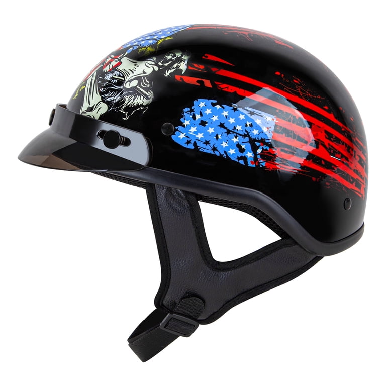 cheap scooter motorcycle helmets RetroRide Smart Bluetooth Open-Face Helmet with Dual Sun Visors Cream - Short Visor DOT approval ensures top Daytona Skull Cap Half Helmet