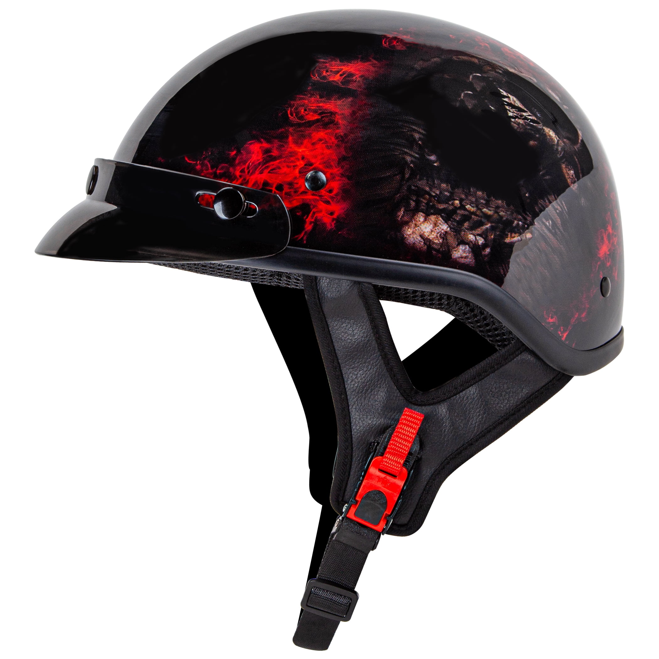 Cartman Cruiser Scooter Motorcycle Half Face Helmet, Red Skull USA Graphics, DOT Approved for Scooter ATV UTV Chopper,X-Large