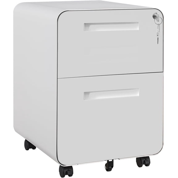 Cartman Under Desk Rolling File Cabinet with Lock – 2 Drawer Mobile Metal Filing Cabinet – Fully Assembled for Letter/Legal/A4 – Home Office
