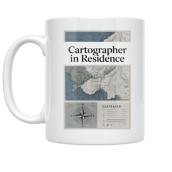 Cartographer in Residence Fantasy Map Design - Tabletop Map Maker - 11 oz Ceramic Coffee Mug