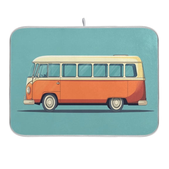 Carton Bus Dish Drying Mat 16x18 Absorbent Microfiber Draining Rack Pad for Kitchen Counter Sink