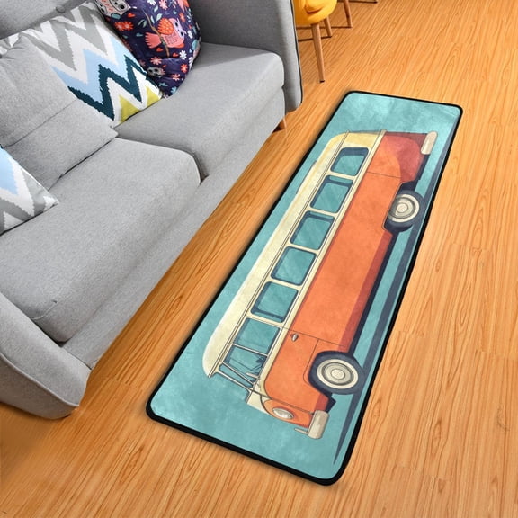 Carton Bus Hallway Runner Rug 2'X6' Non-Slip Washable Carpet Runner Kitchen Entryway Laundry Bedroom