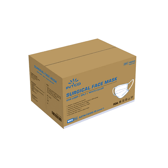 (Carton) INTCO White Face Mask - 40 Packs (50 Pieces/Pack)