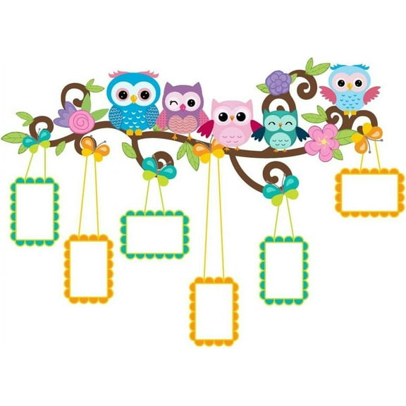 Carton Owl Wall Decals Owl on Branch Wall Sticker Hanging Frame Wall Art Removable PVC Decal Vinyl Art Wall Mural Sticker for Nursery Livingroom Bedroom Decor DIY