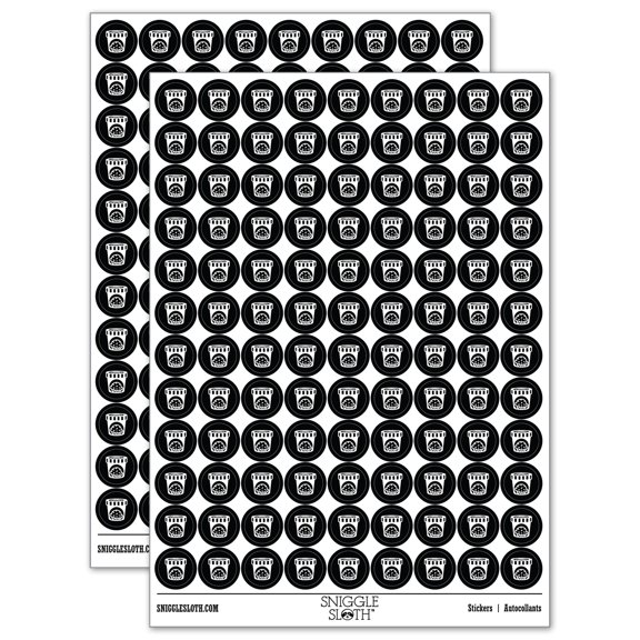 Carton Pint Gallon of Ice Cream Dessert 200+ Round Stickers - Black - Matte Finish - 0.50" Size