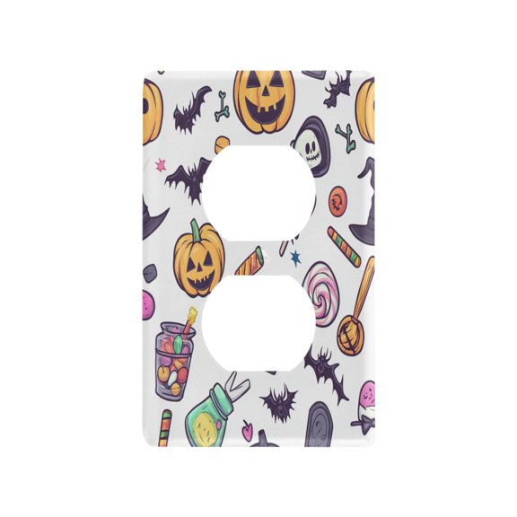 Cartonn Halloween-themed Icons Light Switch Cover Switch Plate Outlet Cover Plug Cover for Electrical Outlet
