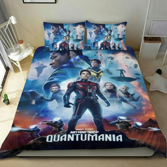 Cartoon 3 Piece Bedding Set Ant-Man and the Wasp Quantumania Movie Comforter Set Cute Duvet Cover Sets Super Soft Girls Bedding Set Kids Bedroom Gifts,1 Duvet Cover with 2 Pillowcases Twin