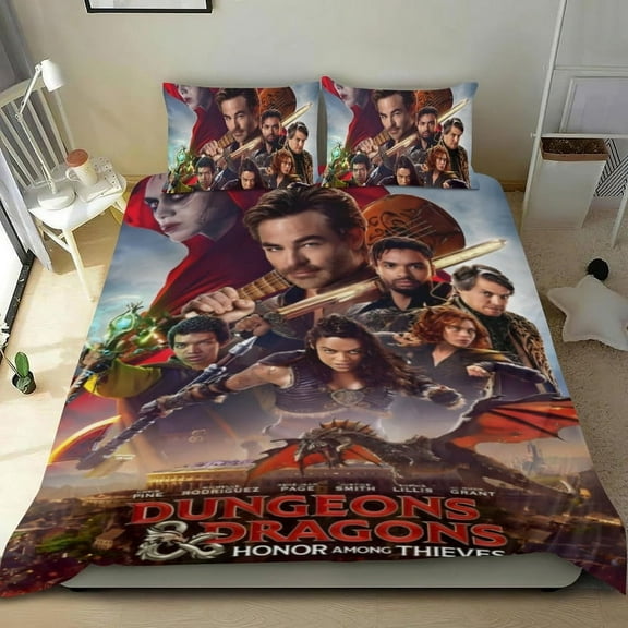 Cartoon 3 Piece Bedding Set Dungeons & Dragons Comforter Set Cute Duvet Cover Sets Super Soft Girls Bedding Set Kids Bedroom Gifts,1 Duvet Cover with 2 Pillowcases Twin